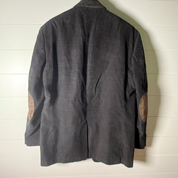 Chaps Blazer Jacket Corduroy Black with Brown Elbow Patches Sz 44L - Picture 5 of 11